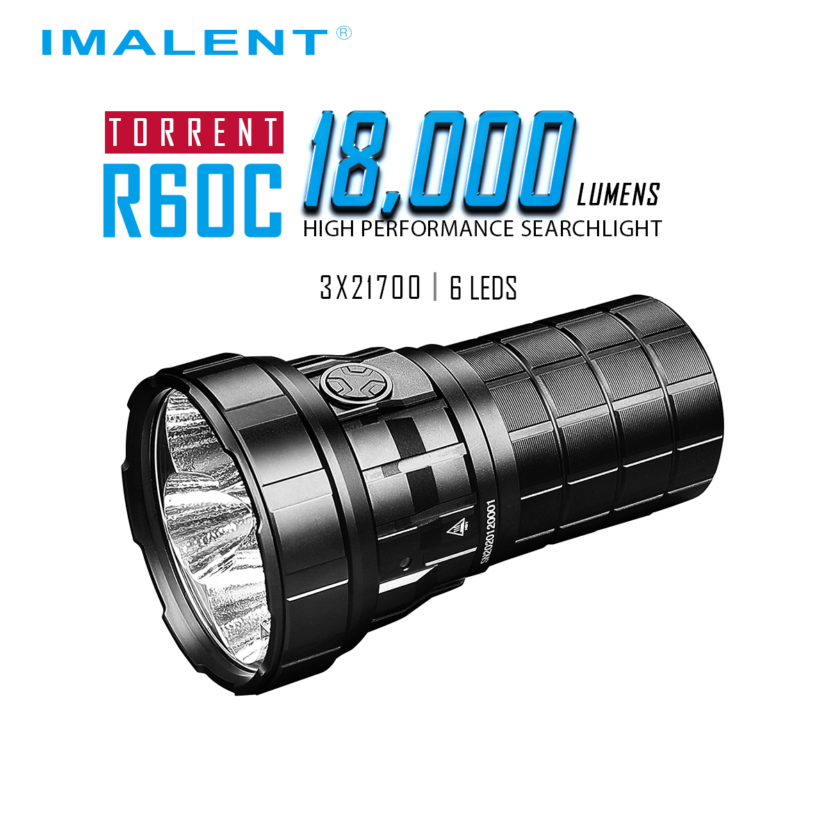 IMALEENT R60C 손전등 슈퍼 강력한 라이트 토치 LED 랜턴 18000LM 1038m 5 레벨 21700-4000mAH IPX-8 방수 충전식